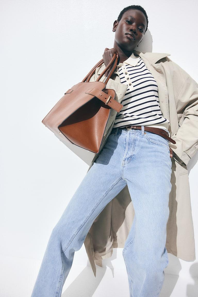 H&M Polo De Punto Fino - Crema/Rayas - MUJER