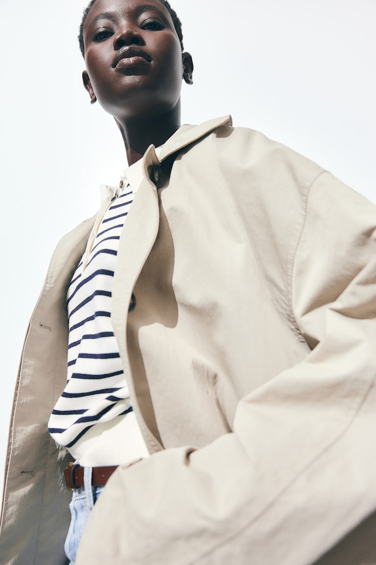 H&M Polo De Punto Fino - Crema/Rayas - MUJER