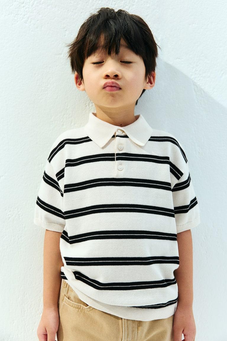 H&M Polo en punto de algodón - Blanco/Rayas - NIÑOS
