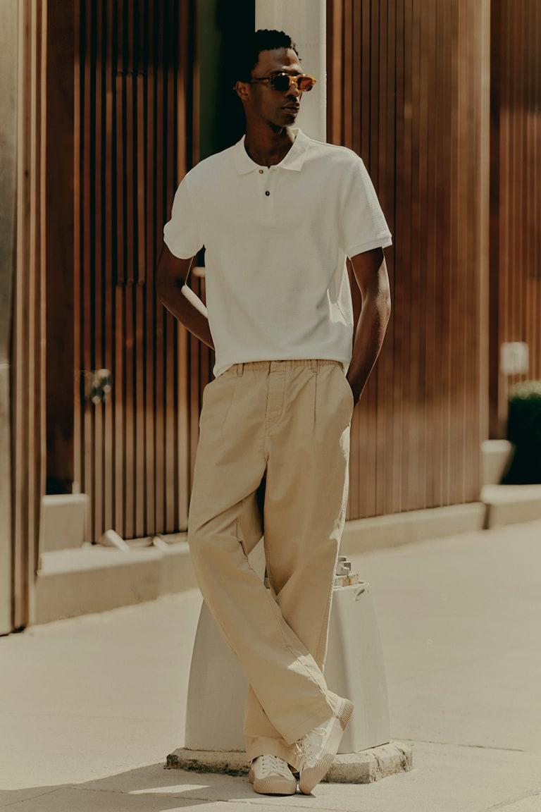 H&M Polo Slim Fit - Blanco - HOMBRE