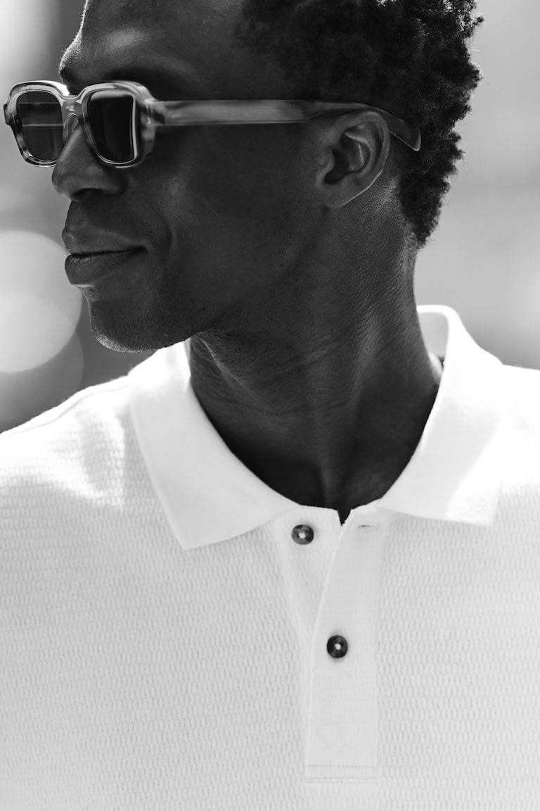 H&M Polo Slim Fit - Blanco - HOMBRE