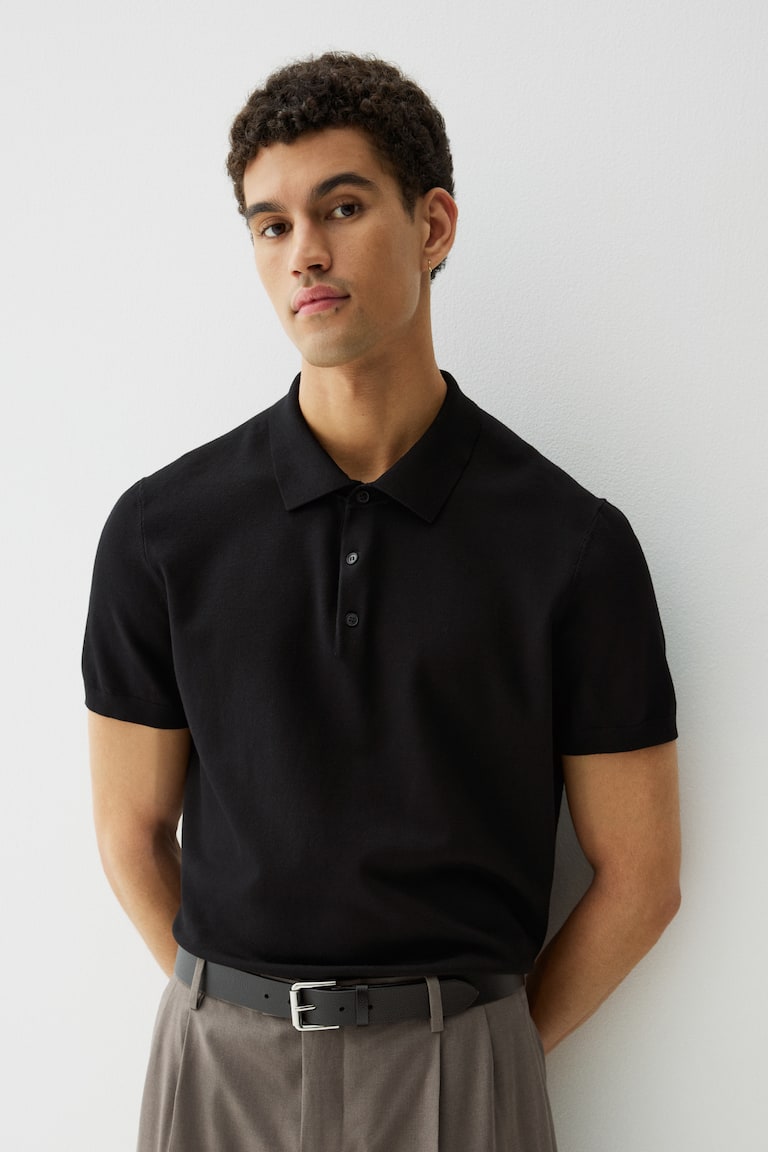 H&M Polo Slim Fit - Negro - HOMBRE