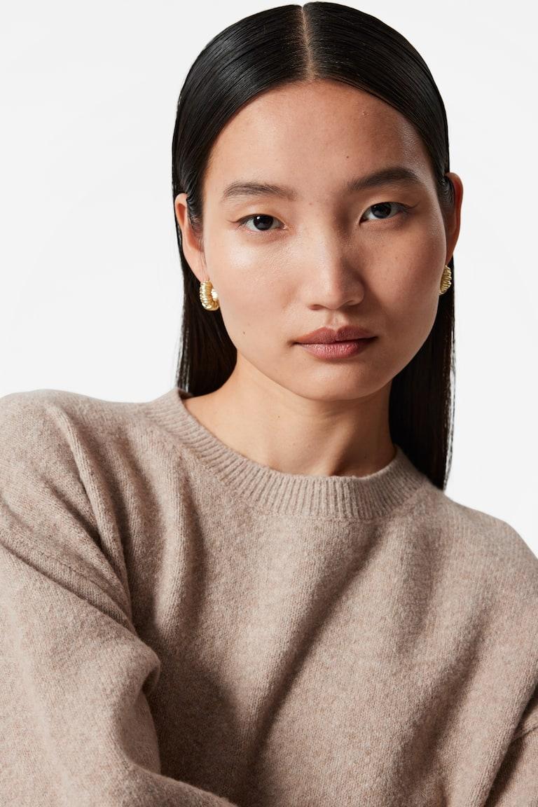 H&M Relaxed Knit Jumper - Dark Red - MUJER