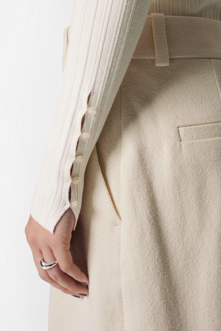 H&M Rib-Knit Top - Crema - MUJER