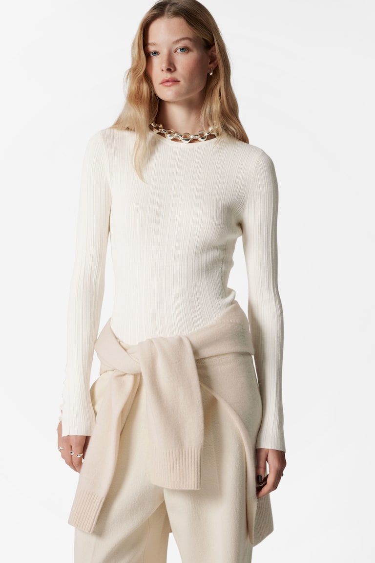 H&M Rib-Knit Top - Marrón oscuro - MUJER