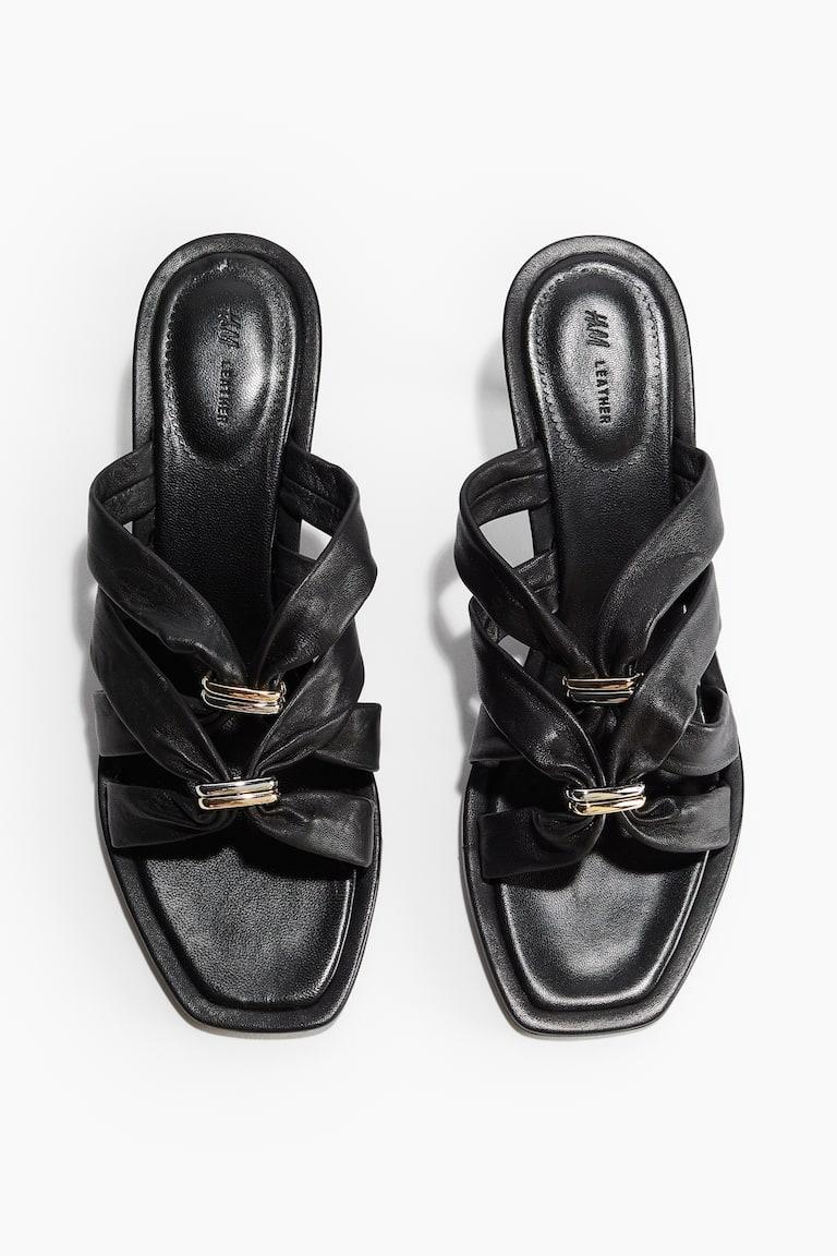 H&M Sandalias De Piel Con Tacón - Negro - MUJER