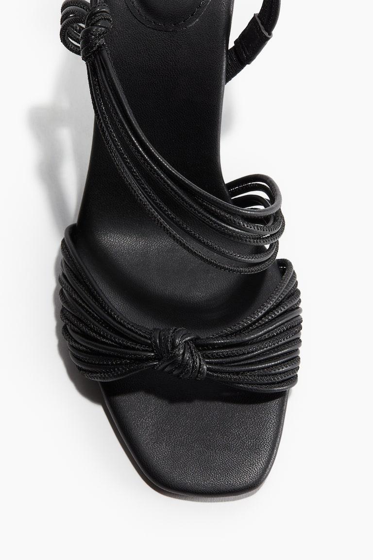 H&M Sandalias De Tacón Con Tiras - Negro - MUJER