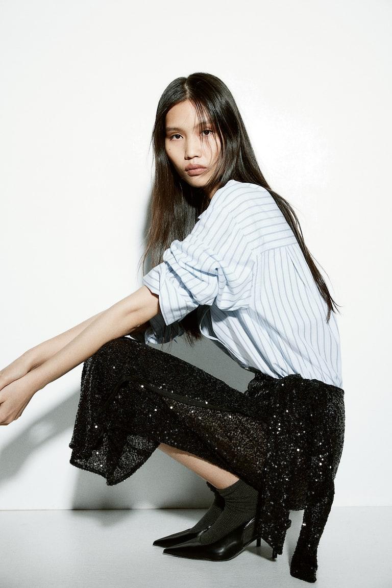 H&M Sequined Wrap Skirt - Negro - MUJER