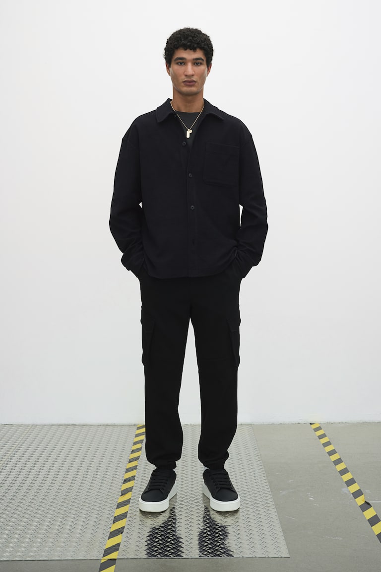 H&M Sobrecamisa cepillada Loose Fit - Negro - HOMBRE