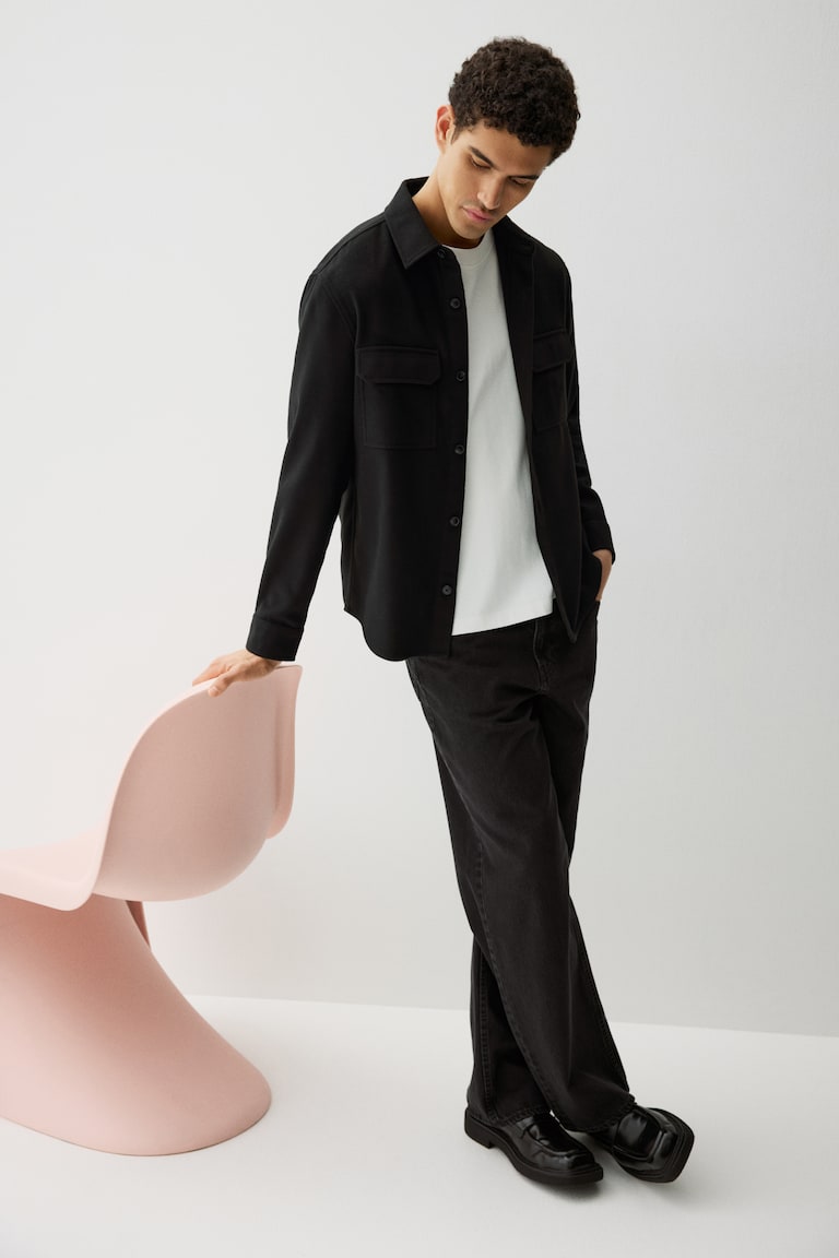 H&M Sobrecamisa de fieltro Regular Fit - Gris - HOMBRE