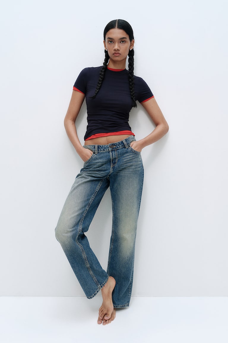 H&M Straight Low Jeans - Azul denim - MUJER