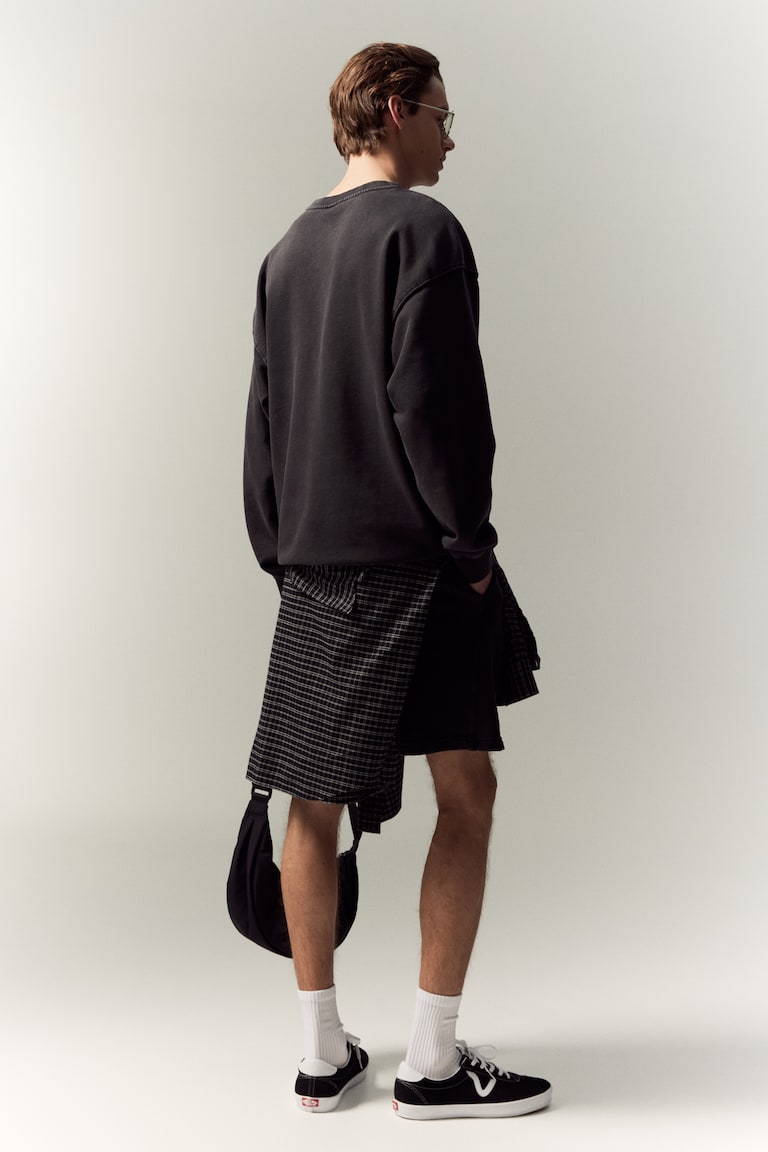 H&M Sudadera Efecto Lavado Loose Fit - Negro - HOMBRE