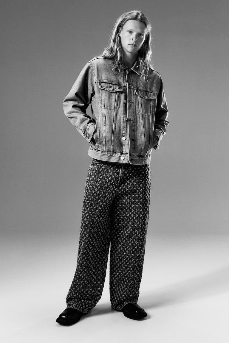 H&M Super Baggy Jeans - Azul Denim/Estampado - HOMBRE