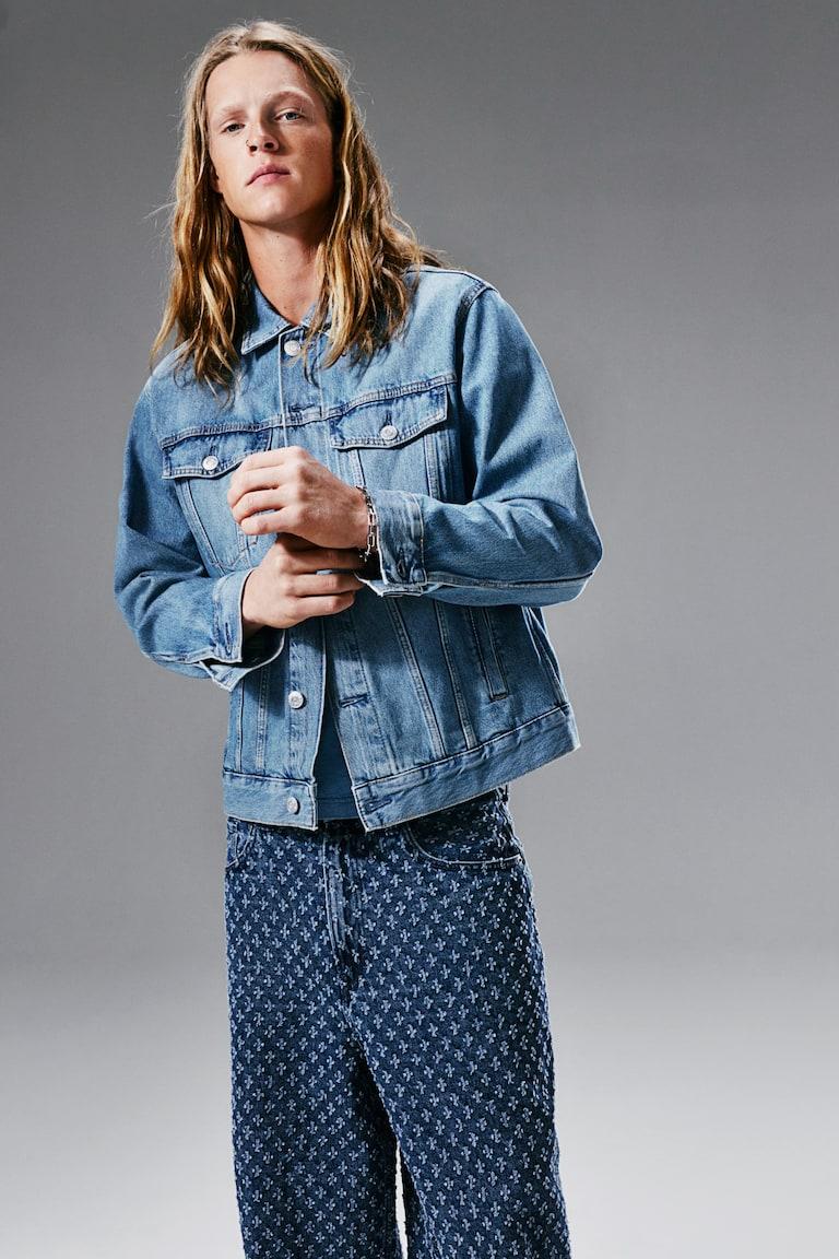 H&M Super Baggy Jeans - Azul denim/Estampado - HOMBRE