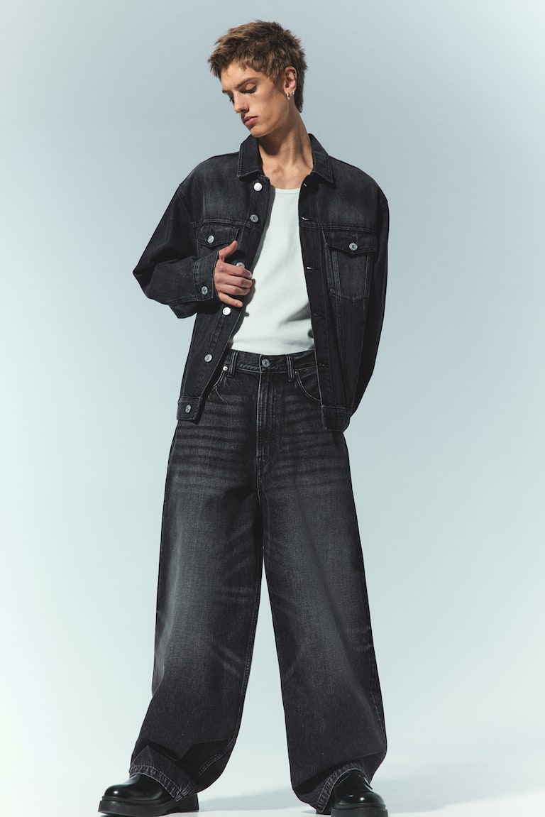H&M Super Baggy Jeans - Azul Denim Oscuro - HOMBRE