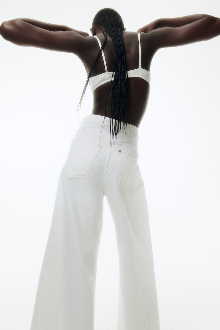 H&M Super Wide High Jeans - Azul denim - MUJER