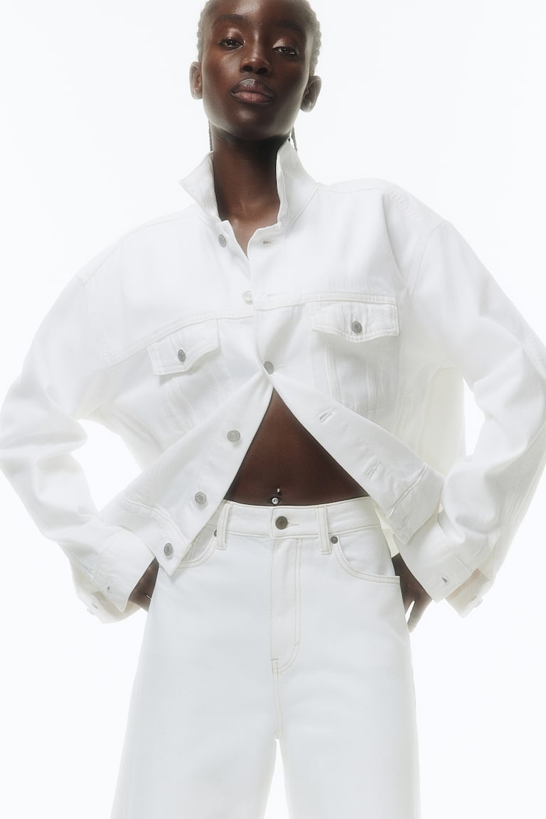 H&M Super Wide High Jeans - Blanco - MUJER