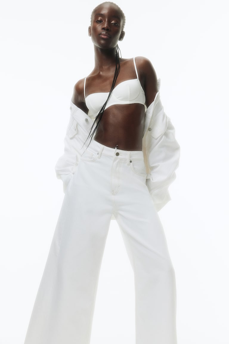 H&M Super Wide High Jeans - Blanco - MUJER