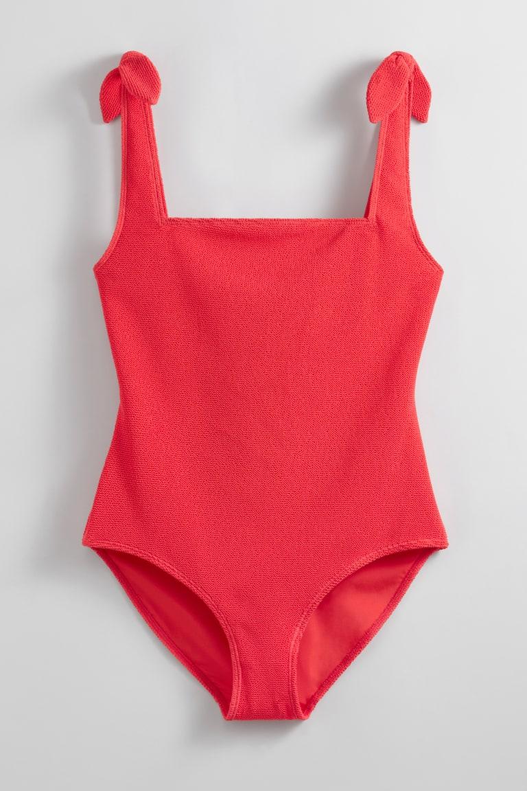 H&M Textured Bow Tie Swimsuit - Lilac - MUJER