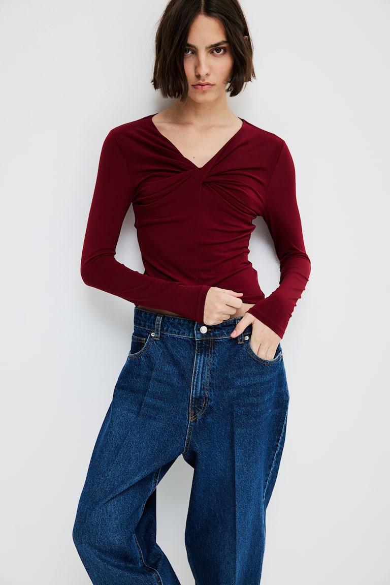 H&M Top Con Detalle Girado - Beige Claro - MUJER