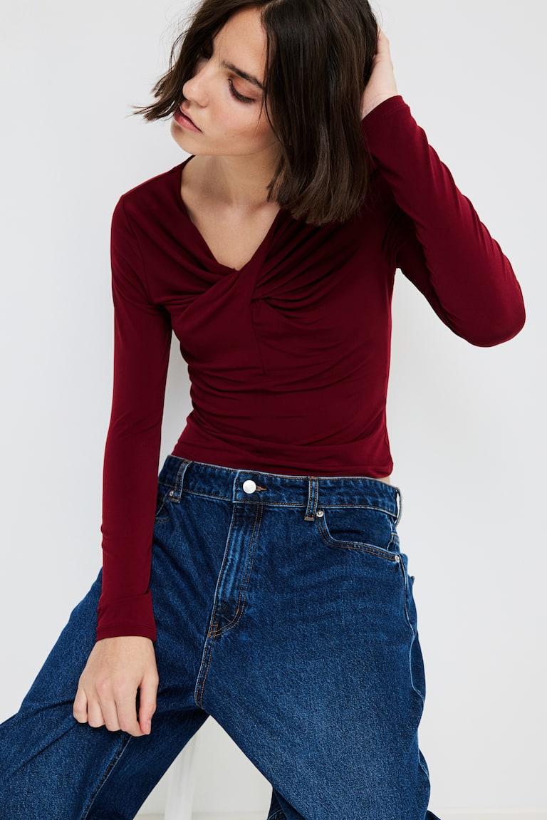 H&M Top Con Detalle Girado - Beige Claro - MUJER