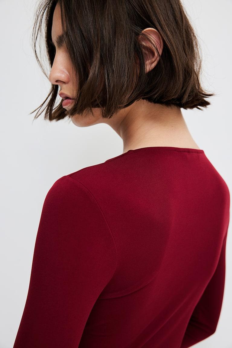 H&M Top Con Detalle Girado - Burdeos - MUJER