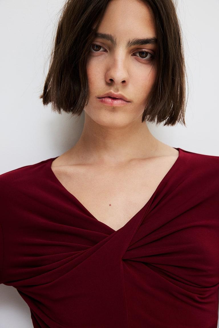 H&M Top con detalle girado - Gris - MUJER