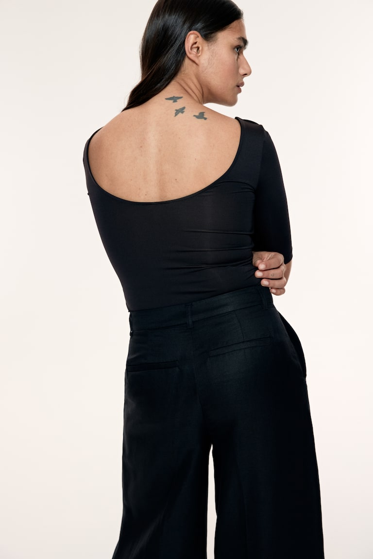 H&M Top Con Escote Bailarina - Marrón - MUJER