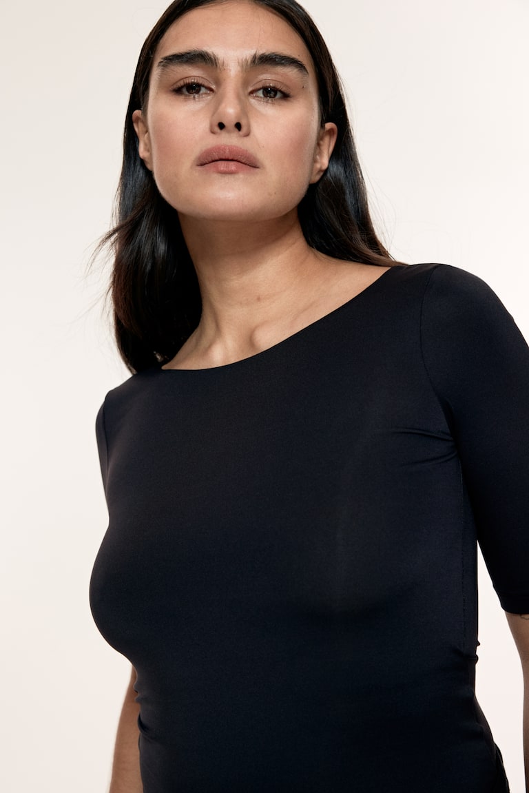 H&M Top Con Escote Bailarina - Negro - MUJER