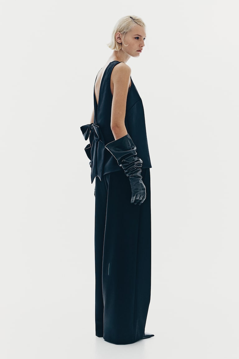 H&M Top Con Lazo En La Espalda - Negro - MUJER