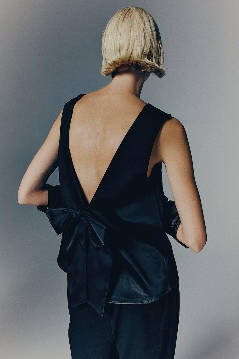 H&M Top con lazo en la espalda - Negro - MUJER
