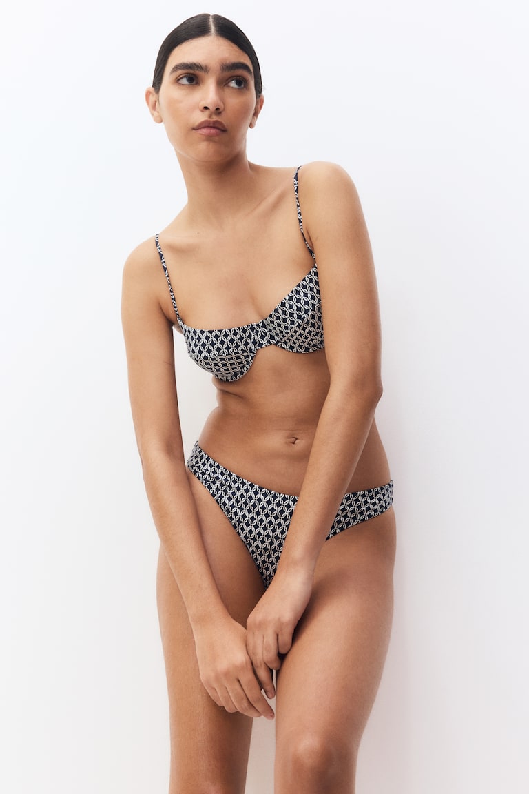 H&M Top De Bikini - Azul Marino/Estampado - MUJER