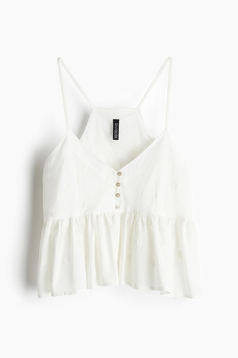 H&M Top De Tirantes Con Peplo - Crema/Flores - MUJER