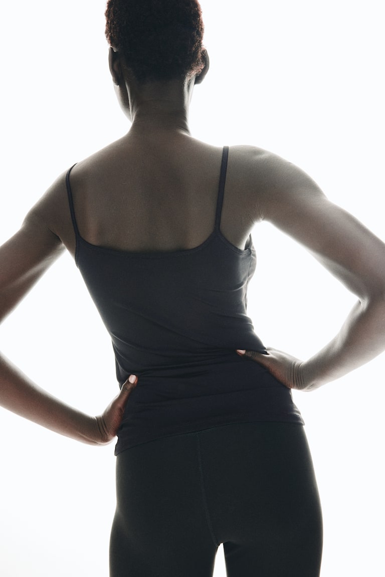 H&M Top De Tirantes En Microfibra - Negro - MUJER