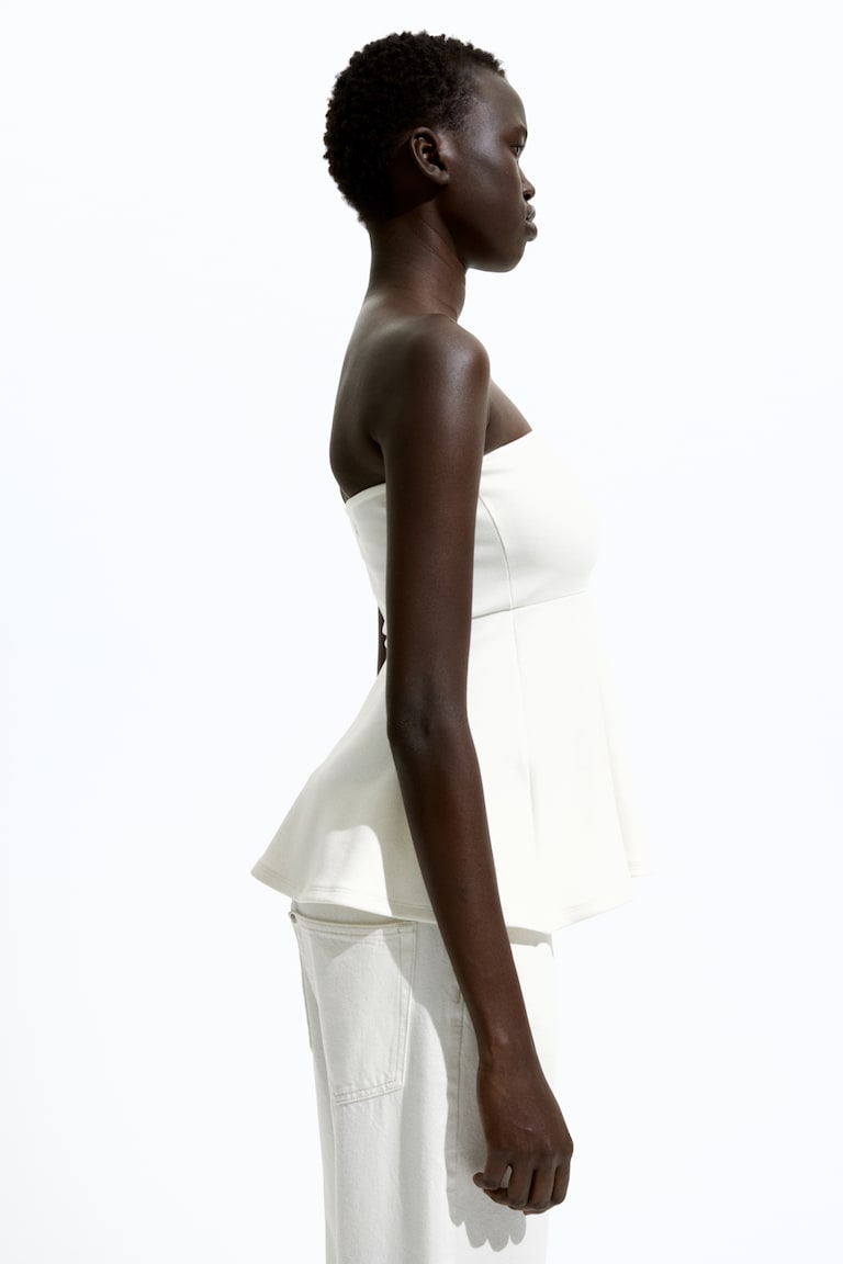 H&M Top De Tubo Con Peplo - Blanco - MUJER