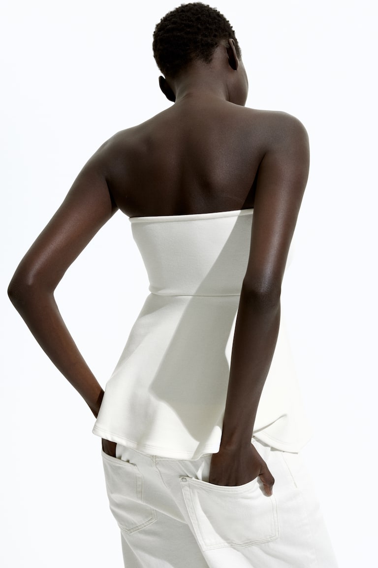 H&M Top de tubo con peplo - Blanco - MUJER
