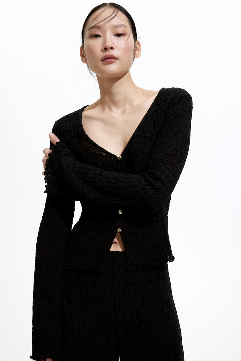 H&M Top en punto con textura - Beige claro - MUJER