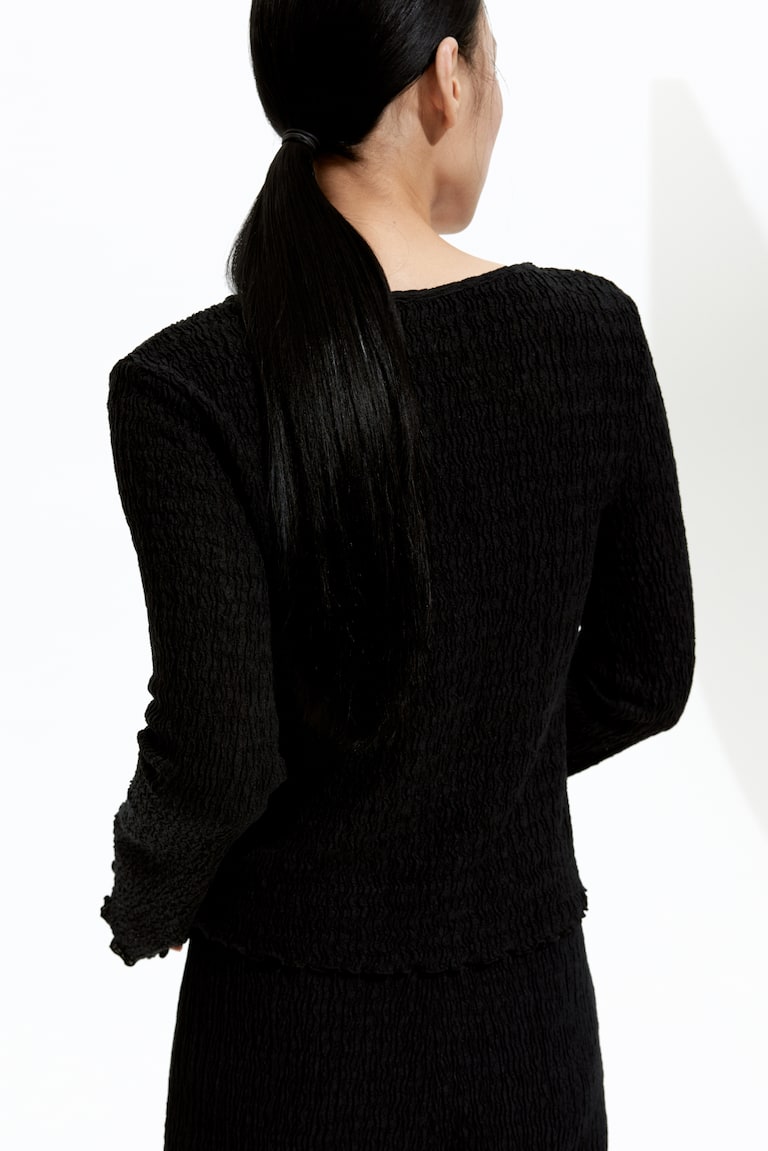 H&M Top En Punto Con Textura - Marrón Oscuro - MUJER