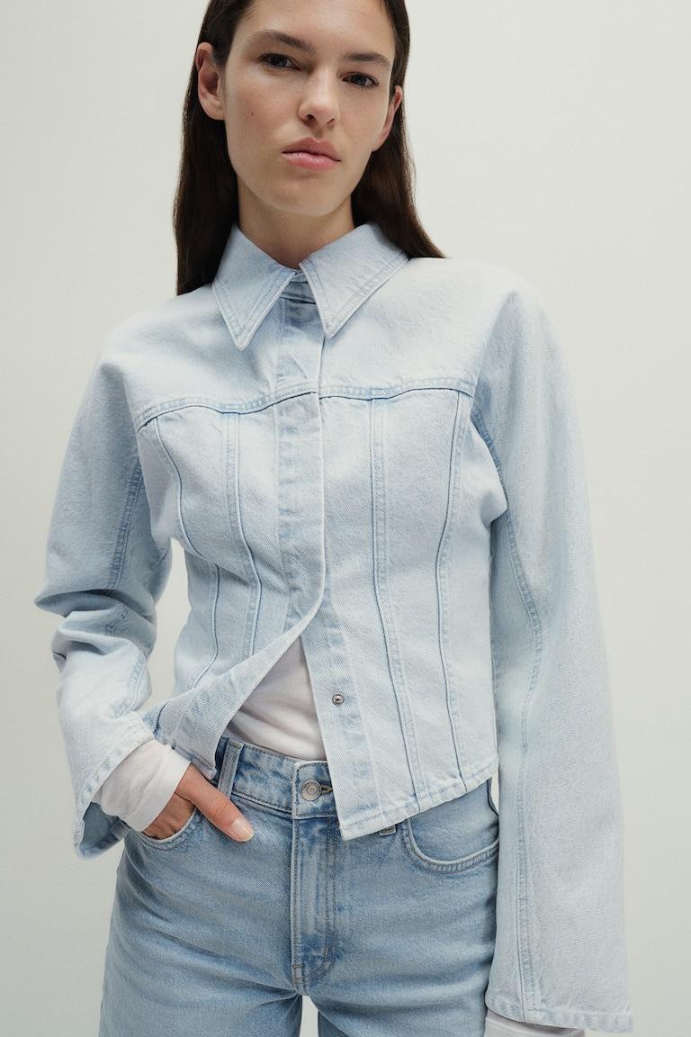 H&M Vaquero Amplio - Azul Denim Claro - MUJER