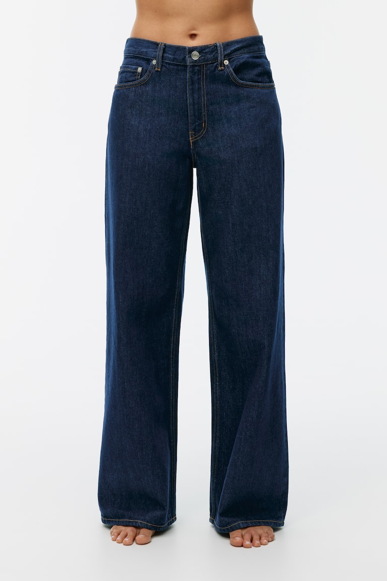 H&M Vaqueros wide loose CLOUD - Azul oscuro - MUJER