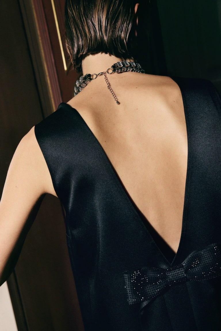 H&M Vestido Con Espalda Escotada - Crema - MUJER