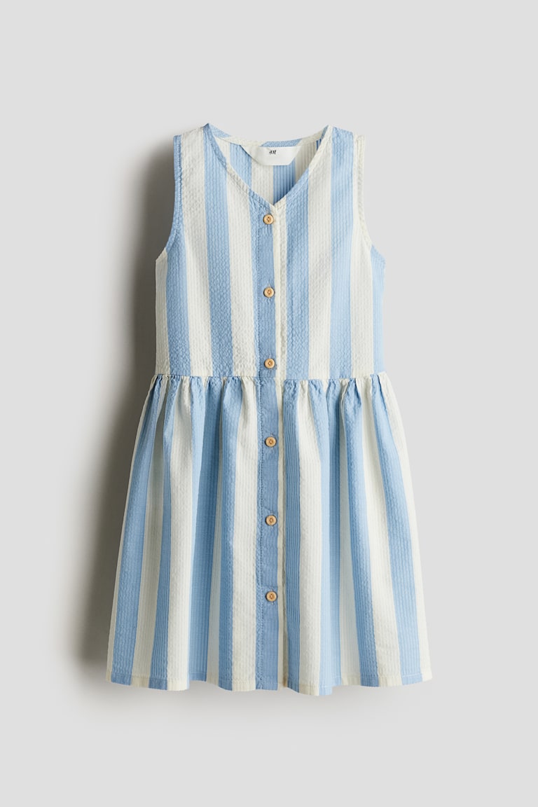 H&M Vestido De Algodón - Crema/Azul - NIÑOS