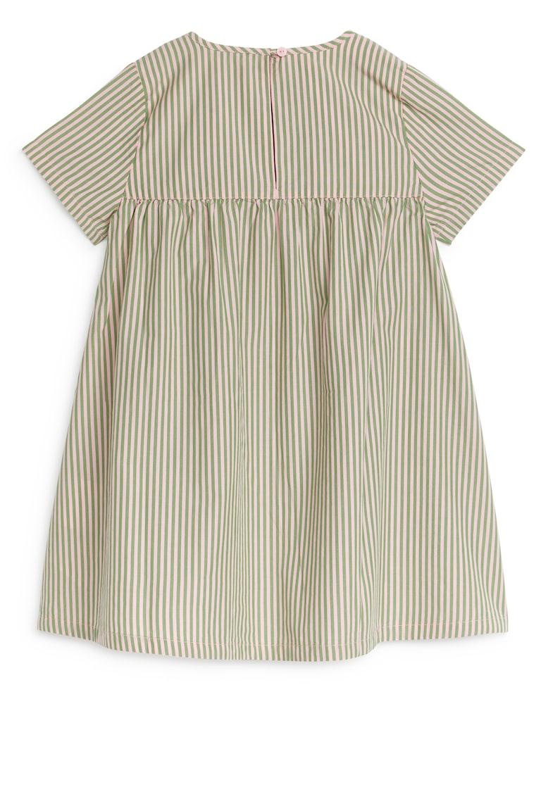 H&M Vestido De Algodón - Verde/blanco Roto - NIÑOS
