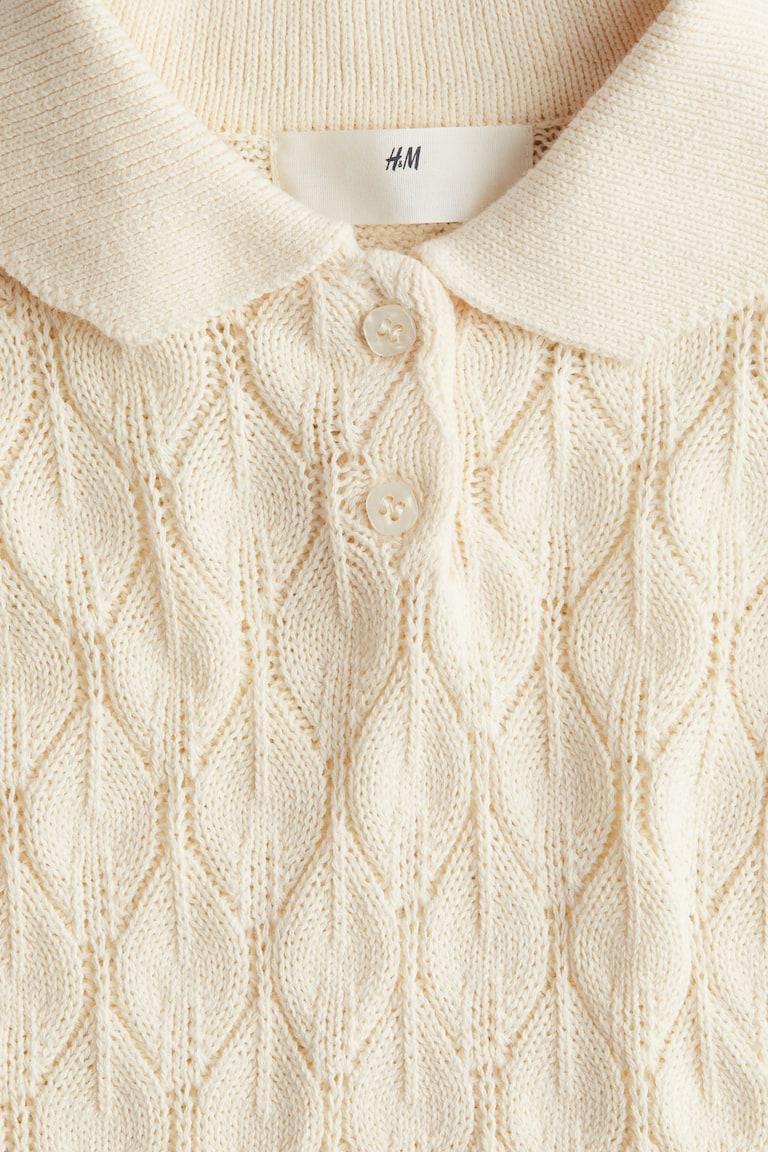 H&M Vestido En Punto Pointelle - Crema - NIÑOS