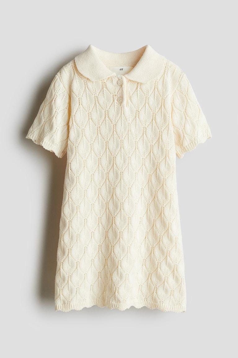 H&M Vestido en punto pointelle - Crema - NIÑOS