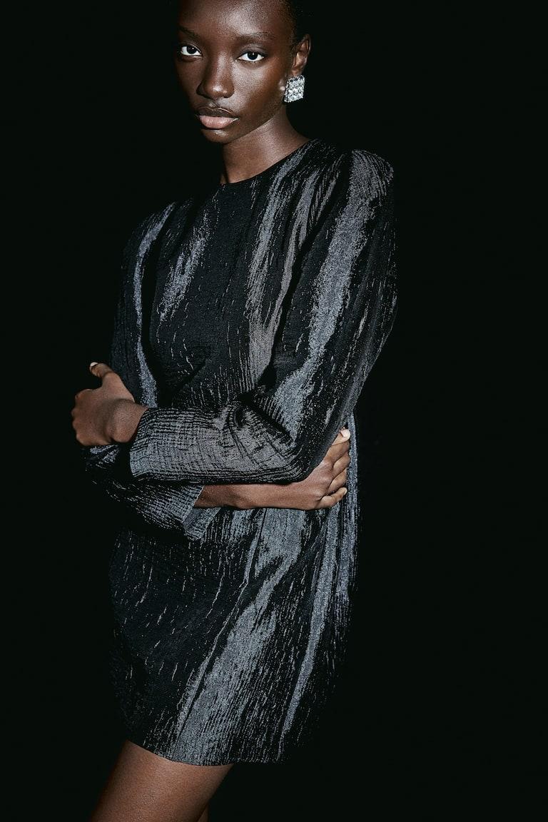 H&M Vestido En Tejido Jacquard - Negro - MUJER