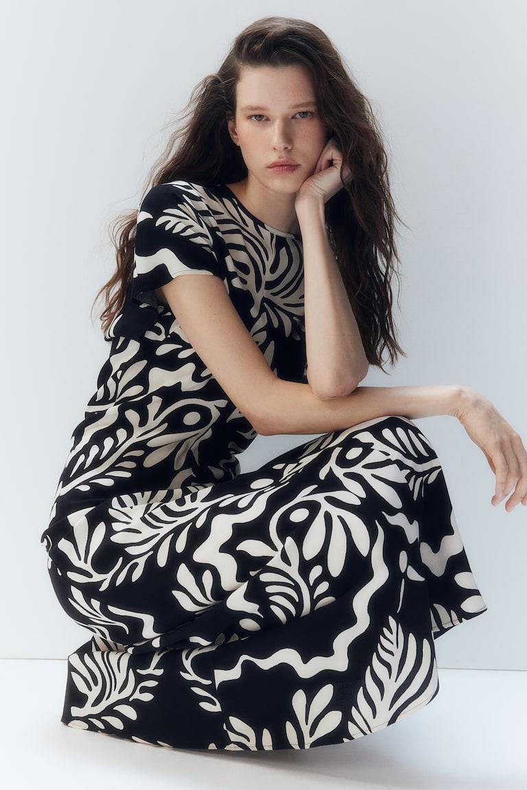 H&M Vestido Entallado - Blanco/Floral - MUJER