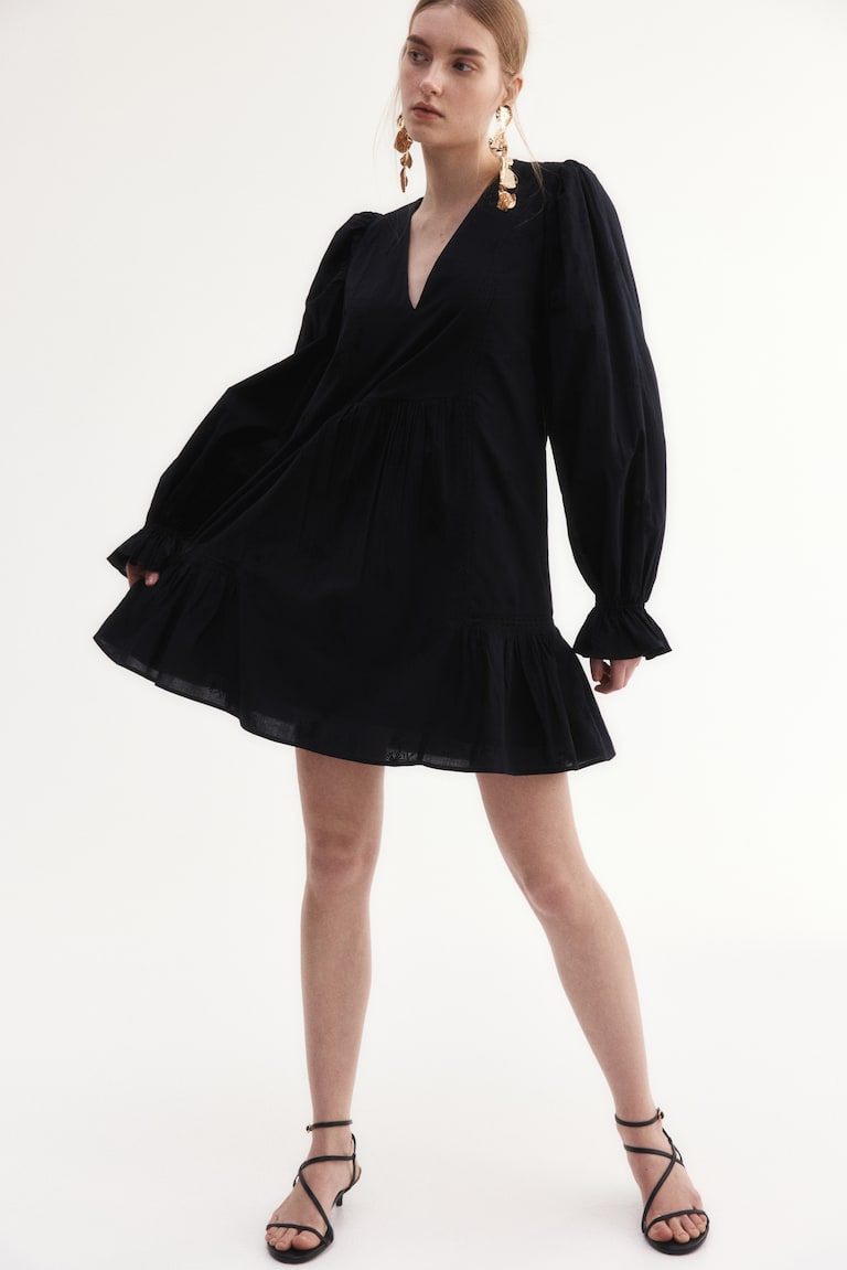 H&M Vestido Túnica De Algodón - Negro - MUJER