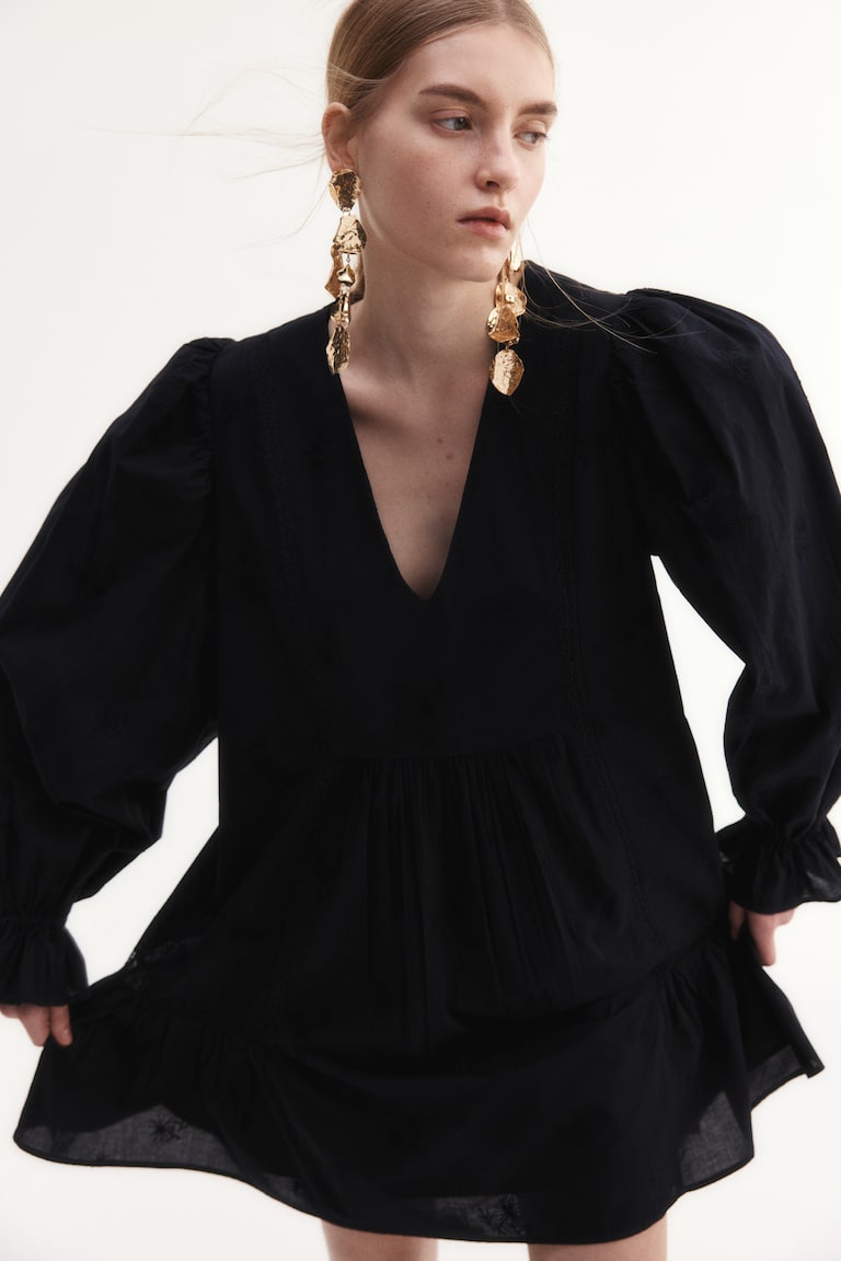 H&M Vestido túnica de algodón - Negro - MUJER