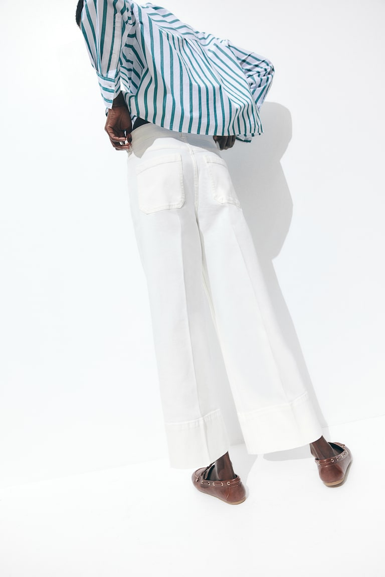 H&M Wide High Cropped Jeans - Rojo - MUJER